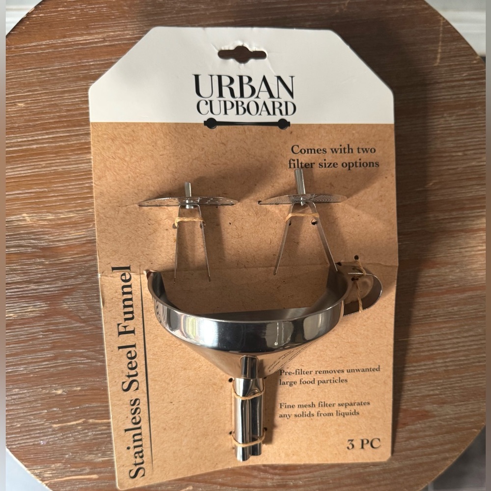 Urban Cupboard 3pc Stainless Steel Funnel. 2 Filter Size Options.